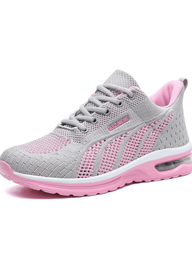 Stylish mesh lace-up women's sneakers SF1414 with pink detailing and cushioning for active comfort and fashion